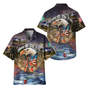 Home of the free because of the brave us veterans coard guard hawaiian shirt