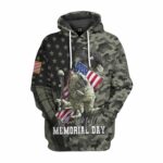 Honor The Fallen Memorial Day Camo Pattern All Over Print Hoodie Front