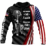 Honor The Fallen Thank The Living US Veteran All Over Print Hoodie Front