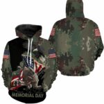 Honor The Fallen US Veteran Memorial Day Remembrance American Flag All Over Print Hoodie