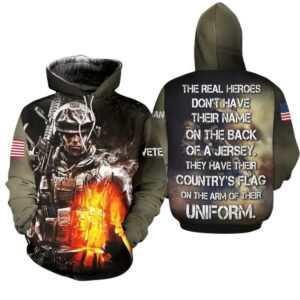 Honor the Fallen Veteran The Real Hero Not Have Name On The Back All Over Print Hoodie