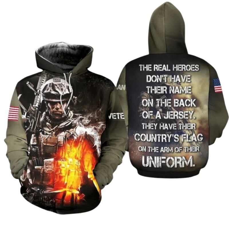 Honor The Fallen Veteran The Real Hero Not Have Name On The Back All Over Print Hoodie