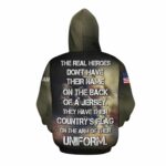 Honor the Fallen Veteran The Real Hero Not Have Name On The Back All Over Print Hoodie Back