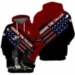 Honor The Fallen Veteran US Veteran Proud Patriotic Military All Over Print Hoodie