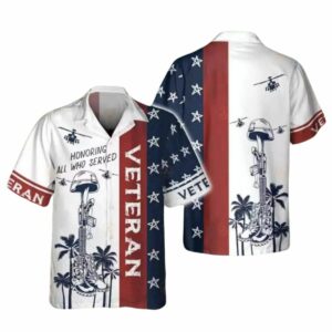 Honoring All Who Served Military Dad Veteran Hawaiian Shirt