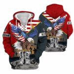 Honoring All Who Served US Veterans Eagle Flag All Over Print Hoodie