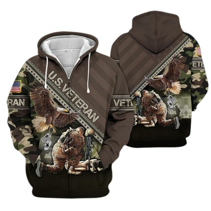 Honoring Our Heroes Armed Forces Camo Pattern All Over Print Hoodie