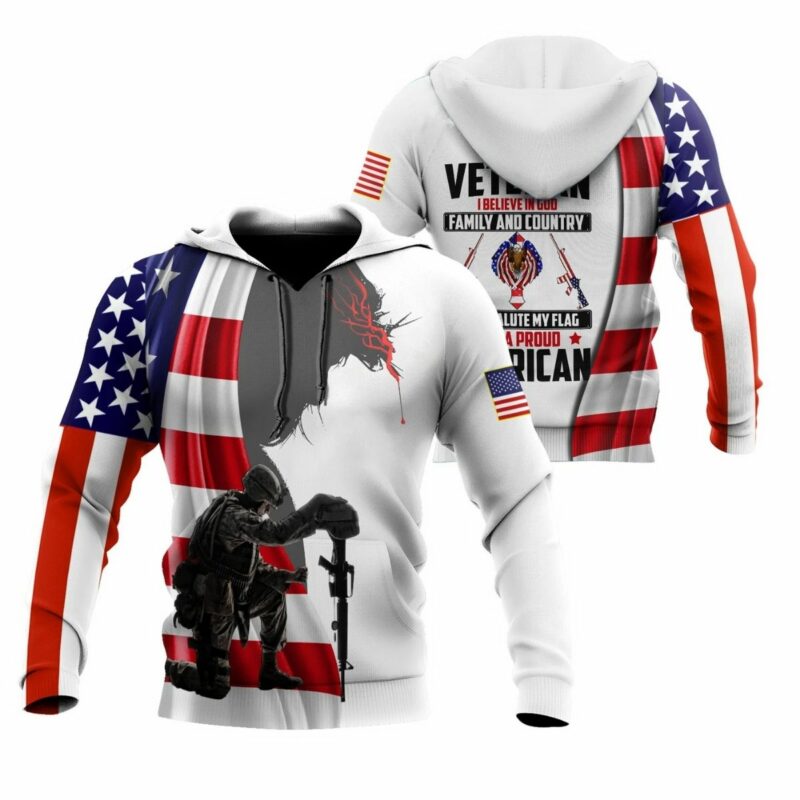 I Am Veteran I Believe In God Family And Country All Over Print Hoodie