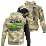 I'm A Tank With Cartoon Usa Army Tank Camo Pattern All Over Print Hoodie