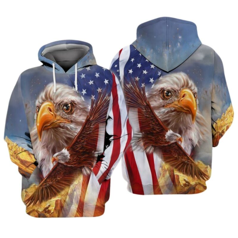 Independence Day American Flag Eagle All Over Print Hoodie