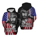 Jesus Christian Flag American One Nation Under God All Over Print Hoodie