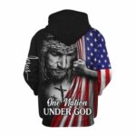 Jesus Christian Flag American One Nation Under God All Over Print Hoodie Back