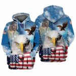 Jesus, Eagle American Flag Independence Day Is Coming All Over Print Hoodie