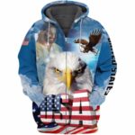 Jesus, Eagle American Flag Independence Day Is Coming All Over Print Hoodie Front