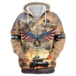 Land Of The Free Armed Force Day American Eagle All Over Print Hoodie Front