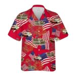 M1a1 Abrams Tank 4th Of July Red Pattern Hawaiian Shirt Front