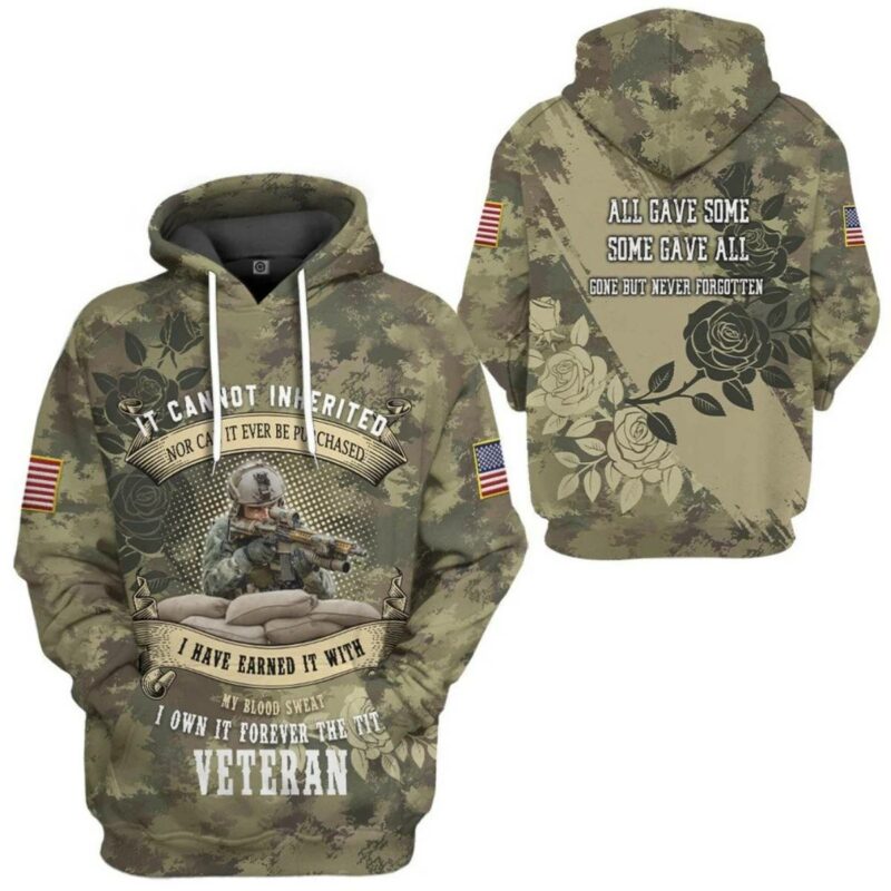 Memorial Day It Cannot Be Inherited Camo Pattern All Over Print Hoodie