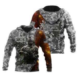 Memorial day Remember and honor the heroes Camo Pattern All Over Print Hoodie