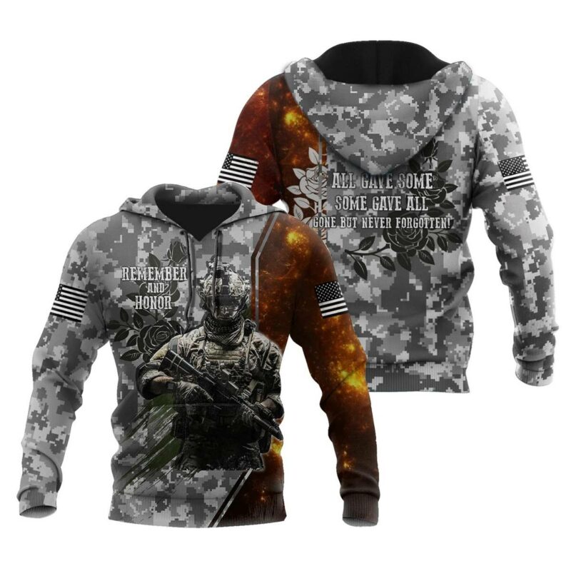 Memorial Day Remember And Honor The Heroes Camo Pattern All Over Print Hoodie