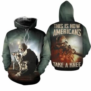 Memorial Day This How Americans Take A Knee All Over Print Hoodie