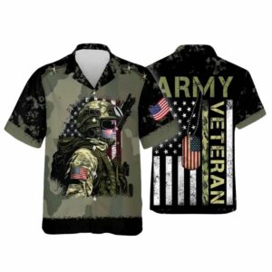 Military Dad Us Army Veteran American Flag Pattern Hawaiian Shirt