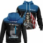 Military Family Proud Boyfriend US Air Force Black And Blue Pattern All Over Print Hoodie