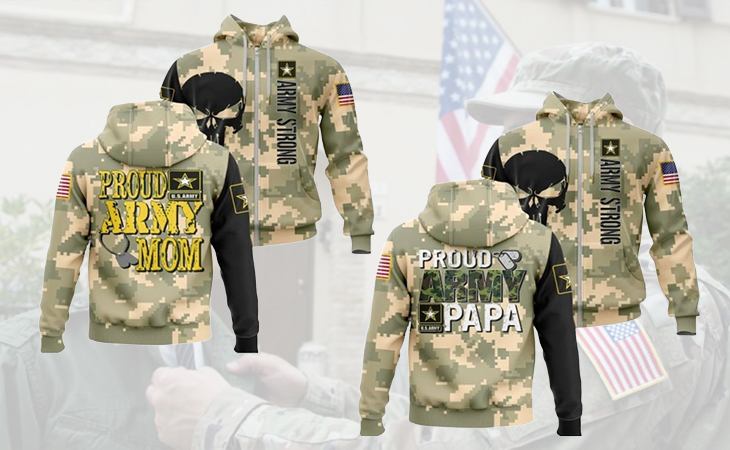 Military mom dad all over print hoodie image