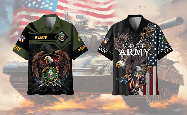 Military tanks hawaiian shirt image