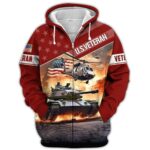 Multiple US Military Services Armed Forces Red Pattern All Over Print Hoodie Front