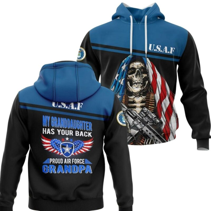 My Granddaughter Has Your Back Proud Air Force Grandpa All Over Print Hoodie