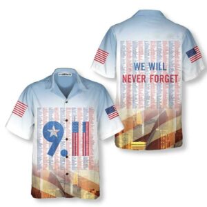 Names On 911 Memorial Patriot Day American Flag Hawaiian Shirt