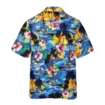 Navy USS Barry DDG 52 Coconut Trees Pattern Hawaiian Shirt Back