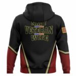 Navy Veteran Wife United States American Pride Flag Skull All Over Print Hoodie Back