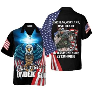 One Nation Under God One Flag One Land One Dad Hawaiian Shirt