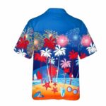 Palm Trees Fireworks, 4th Of July Independence Hawaiian Shirt Back