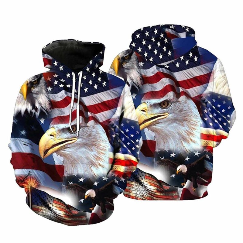 Patriot Eagle American Flag Independence Day All Over Print Hoodie