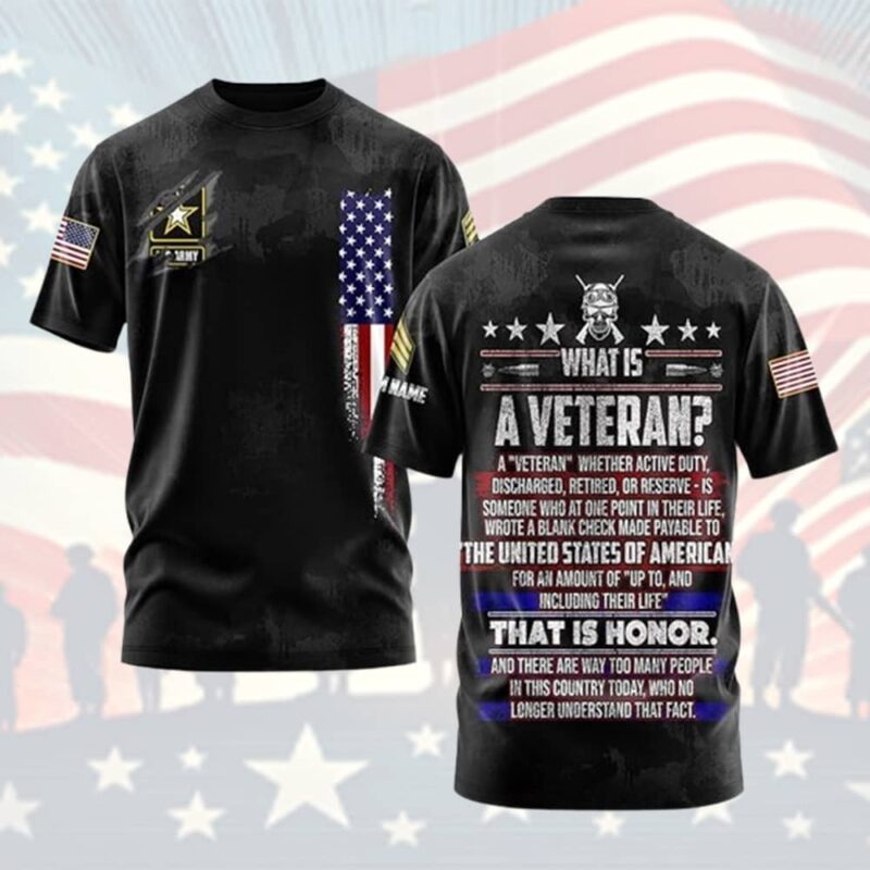 Personalized Veteran &Amp; Military Rank Insignia, What Is Veteran, Army Military American Flag All Over Print Tshirt