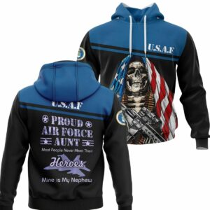 Proud Air Force Aunt Veteran Pride All Over Print Hoodie