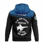 Proud Air Force Dad My Son My Hero Black And Blue Pattern All Over Print Hoodie Back