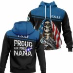 Proud Air Force Nana Black And Blue Pattern All Over Print Hoodie