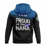 Proud Air Force Nana Black And Blue Pattern All Over Print Hoodie Back