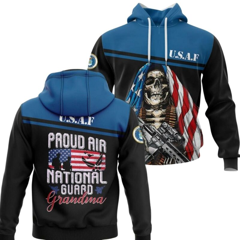 Proud Air National Guard Grandma Air Force Military All Over Print Hoodie