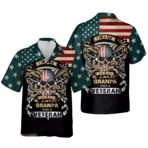 Proud Dad Grandpa Veteran Us Flag Hawaiian Shirt