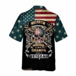 Proud Dad Grandpa Veteran Us Flag Hawaiian Shirt Back