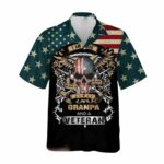 Proud Dad Grandpa Veteran Us Flag Hawaiian Shirt Front