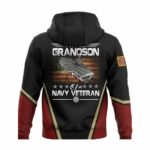 Proud Grandson Of A Navy Veteran Us Navy Flag Skull All Over Print Hoodie Back