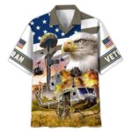 Proud Helicopter Veteran Flag Eagle Hawaiian Shirt Front 1