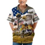 Proud Helicopter Veteran Flag Eagle Hawaiian Shirt Front