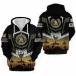 Proud United States Veteran Black Pattern All Over Print Hoodie