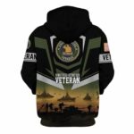 Proud United States Veteran Black Pattern All Over Print Hoodie Back